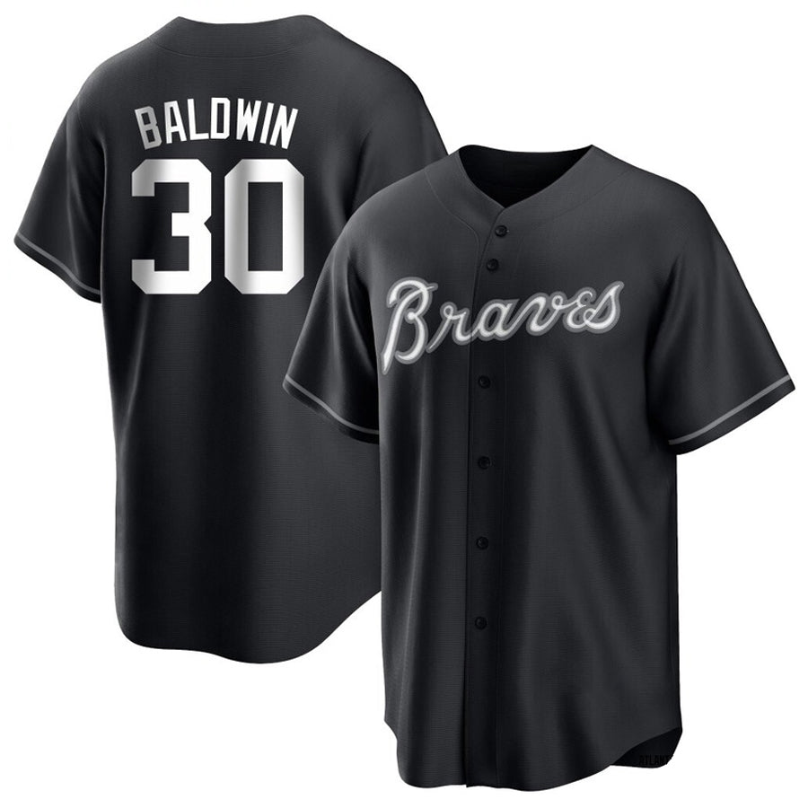 A.Braves #30 Drake Baldwin Player Black Game Baseball Jerseys