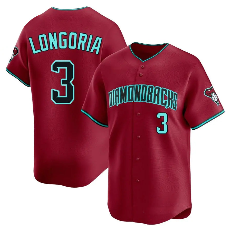A.Diamondbacks #3 Evan Longoria Player Red Limited Elite Home Baseball Jerseys