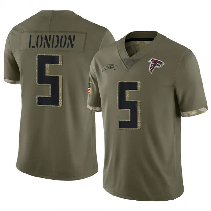 A.Falcons #5 Drake London Player Olive Salute To Service Limited Football Jerseys