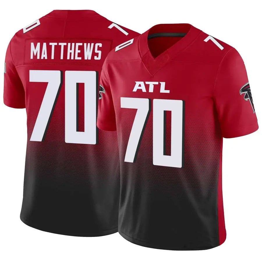 A.Falcons #70 Jake Matthews Player Red Vapor F.U.S.E. Limited Football Jerseys