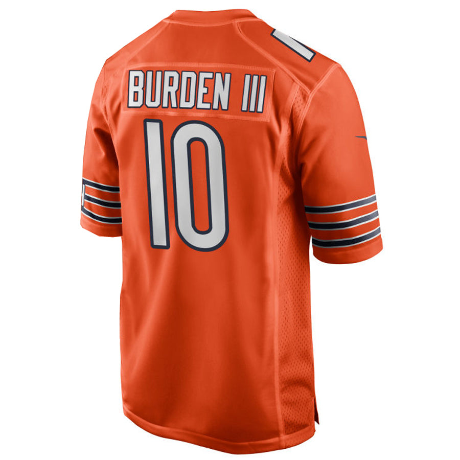 C.Bears #10 Luther Burden III Player Orange Home Game Football Jerseys