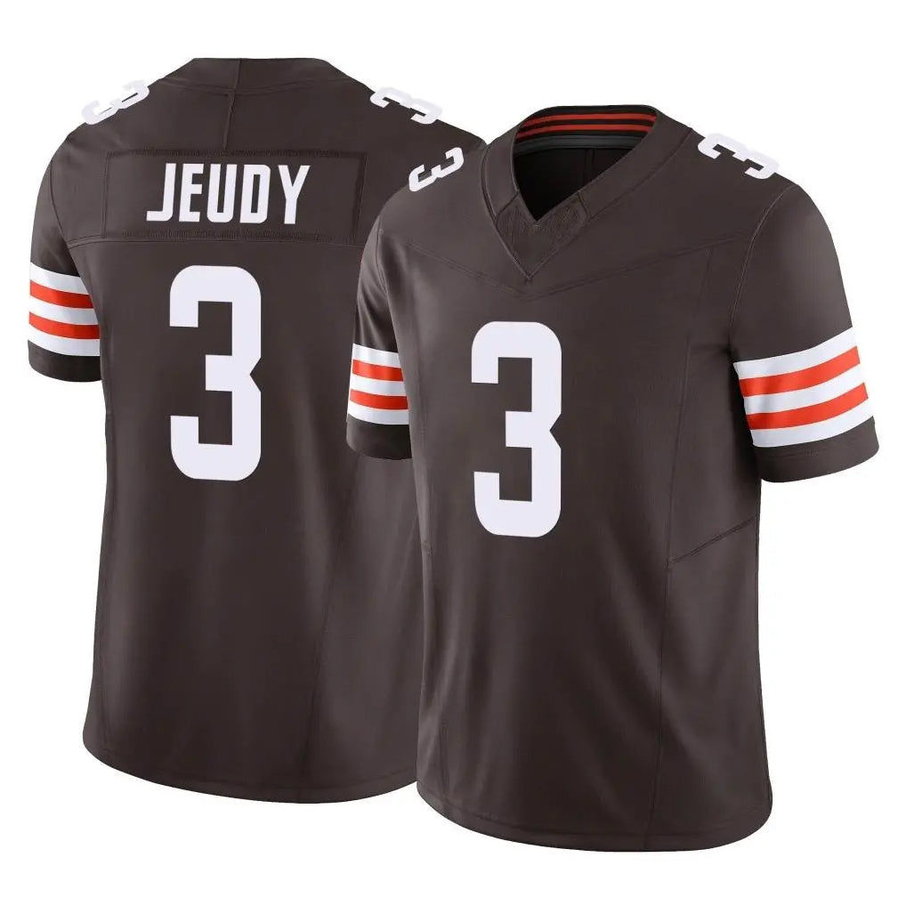 C.Browns #3 Jerry Jeudy Player Brown Vapor F.U.S.E. Limited Football Jerseys