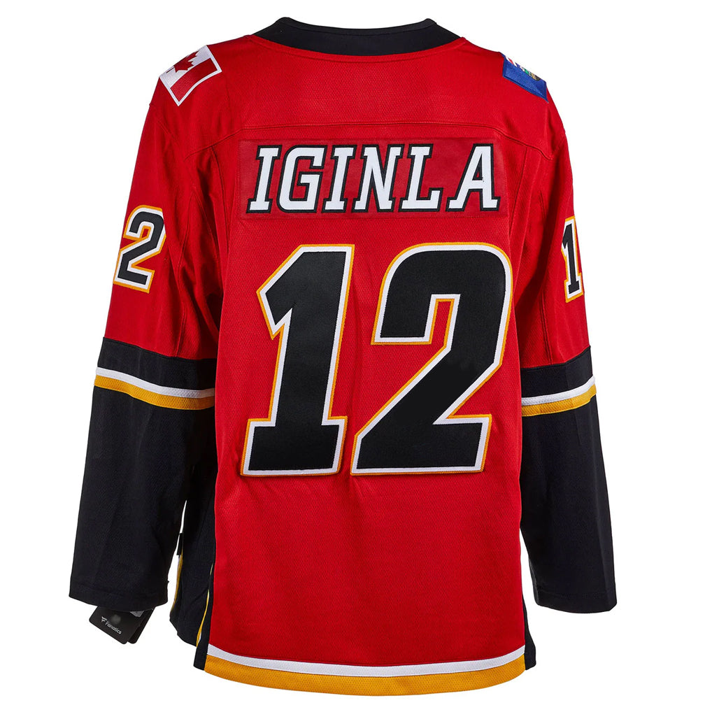 C.Flames #12 Jarome Iginla Player Fanatics Breakaway Red Stitched Home Hockey Jerseys