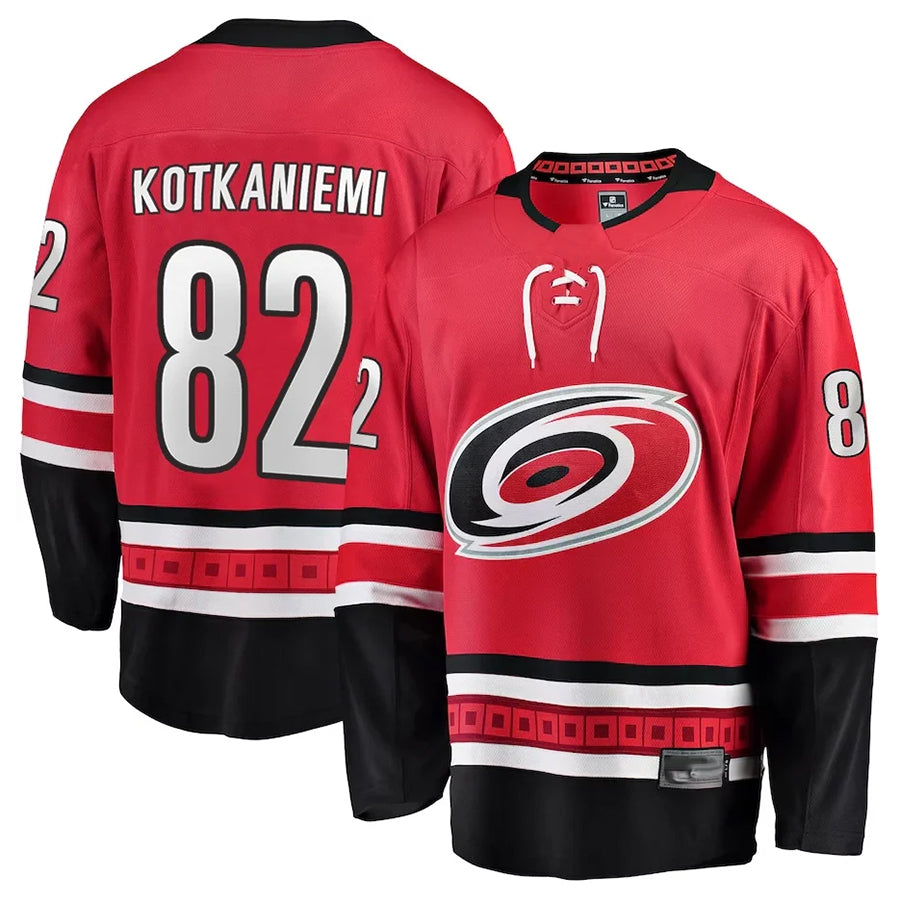 C.Hurricanes #82 Jesperi Kotkaniemi Player Fanatics Alternate Breakaway Red Hockey Jerseys