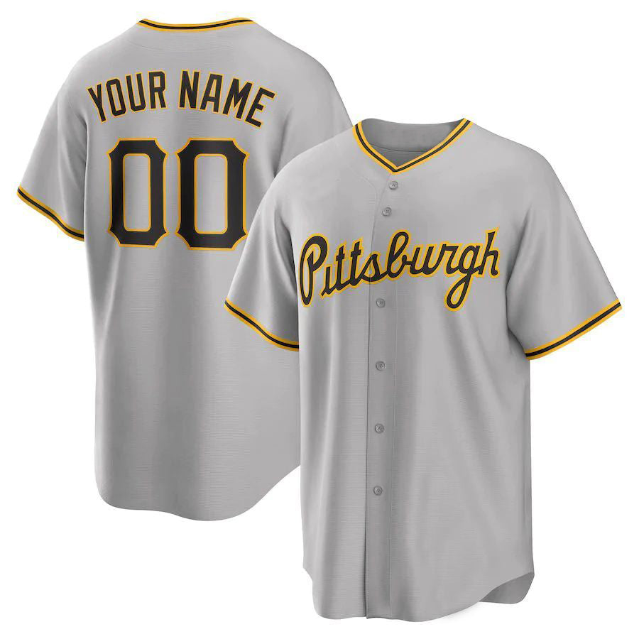 Custom P.Pirates Gray Road Home Replica Baseball Jerseys