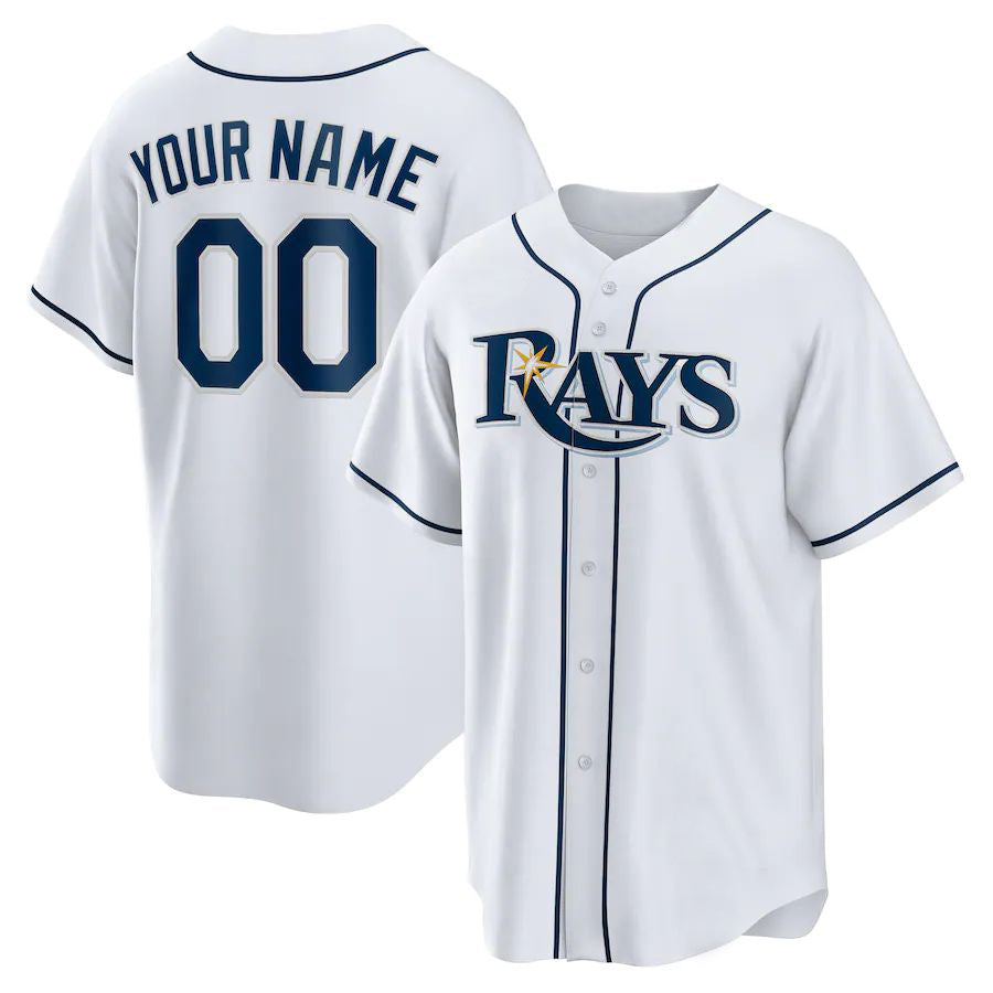 Custom TB.Rays White Home Replica Team Baseball Jerseys
