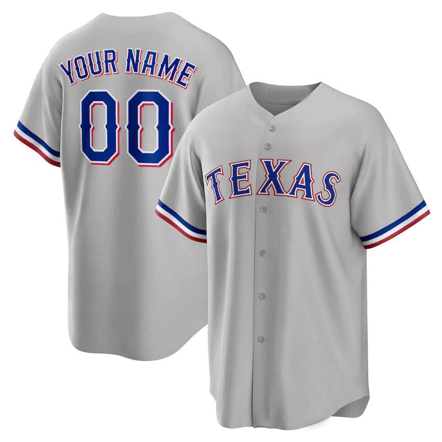 Custom T.Rangers Gray Road Replica Baseball Jerseys