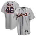 D.Tigers #46 Wenceel Perez Player Gray Road Home Replica Baseball Jerseys