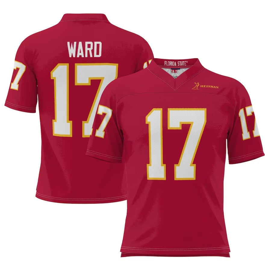 F.State Seminoles #17 Charlie Ward Player Heisman Football Jersey - Garnet American College Jerseys