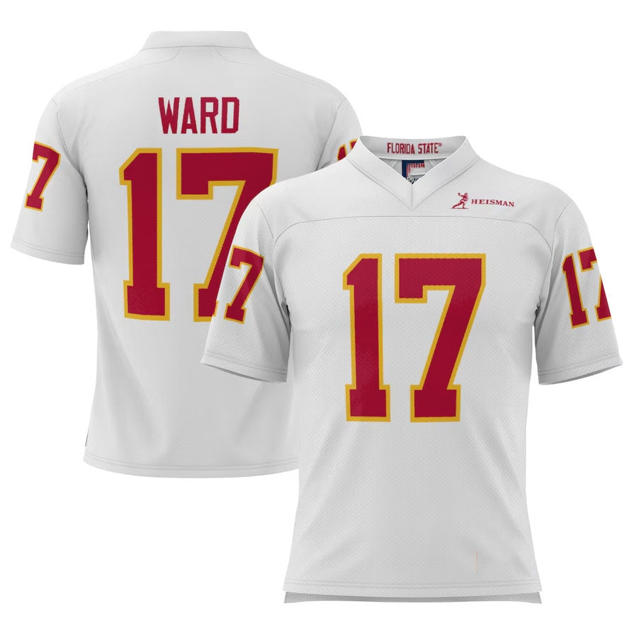 F.State Seminoles #17 Charlie Ward Player Heisman Football Jersey - White American College Jerseys