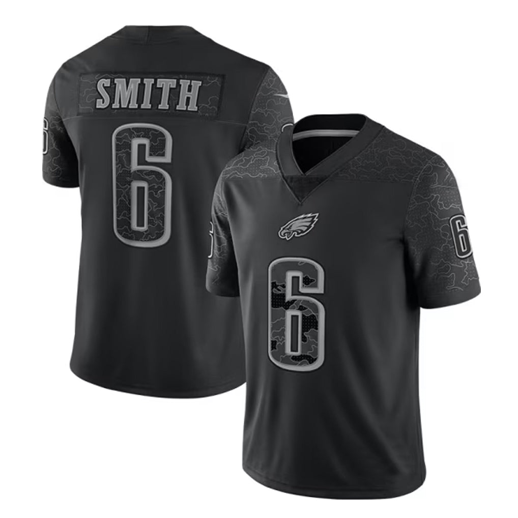 P.Eagles #6 DeVonta Smith Player Black REFLECTIVE Limited Football Jerseys