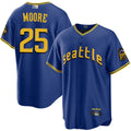 S.Mariners #25 Dylan Moore Player Royal Replica Baseball Jerseys