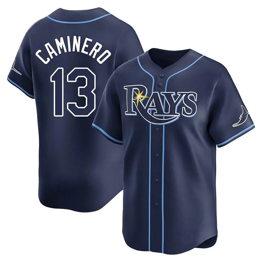 TB.Rays #13 Junior Caminero Player Navy Limited Baseball Jerseys