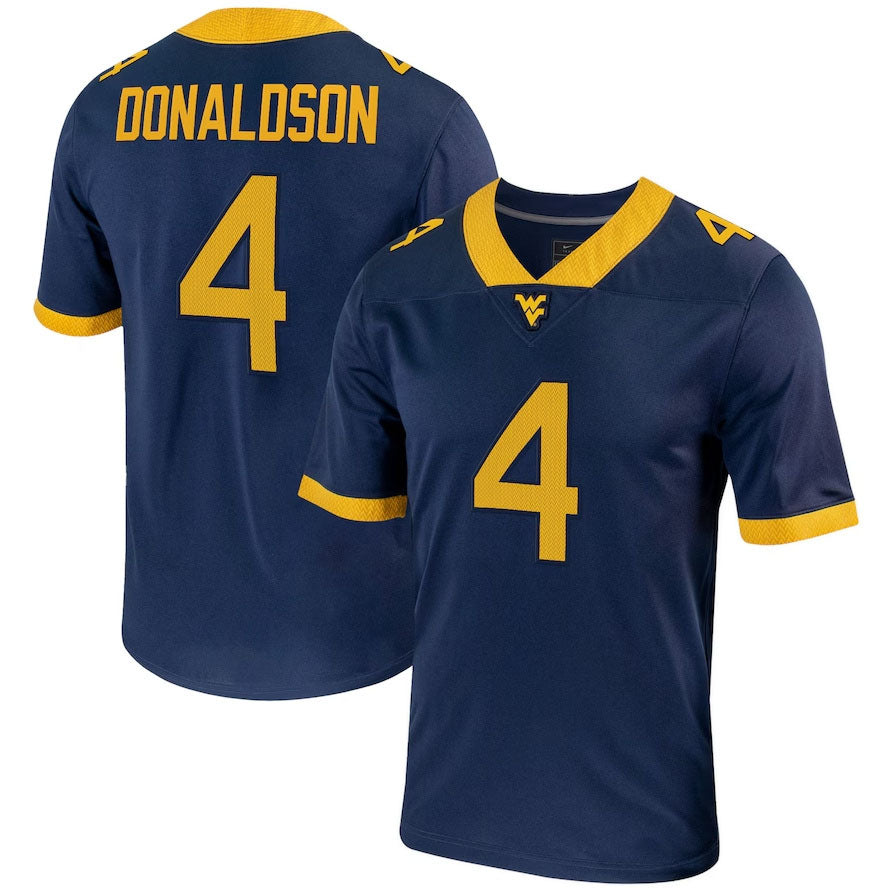 W.Virginia Mountaineers #4 CJ Donaldson NIL Player Game Football Jersey ¨C Navy American College Jerseys